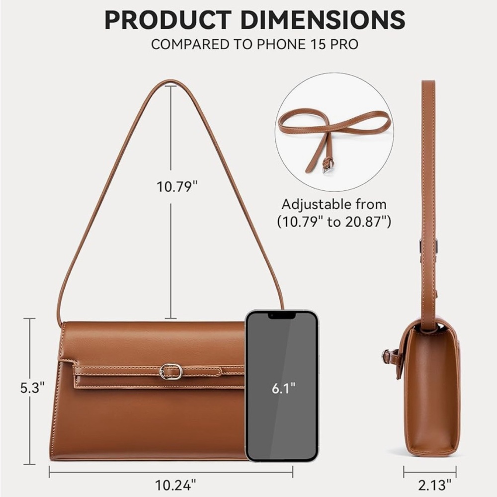 NEW Bostanten Shoulder or Crossbody bag, vegan faux leather, brown, PRICE FIRM - Picture 5 of 9
